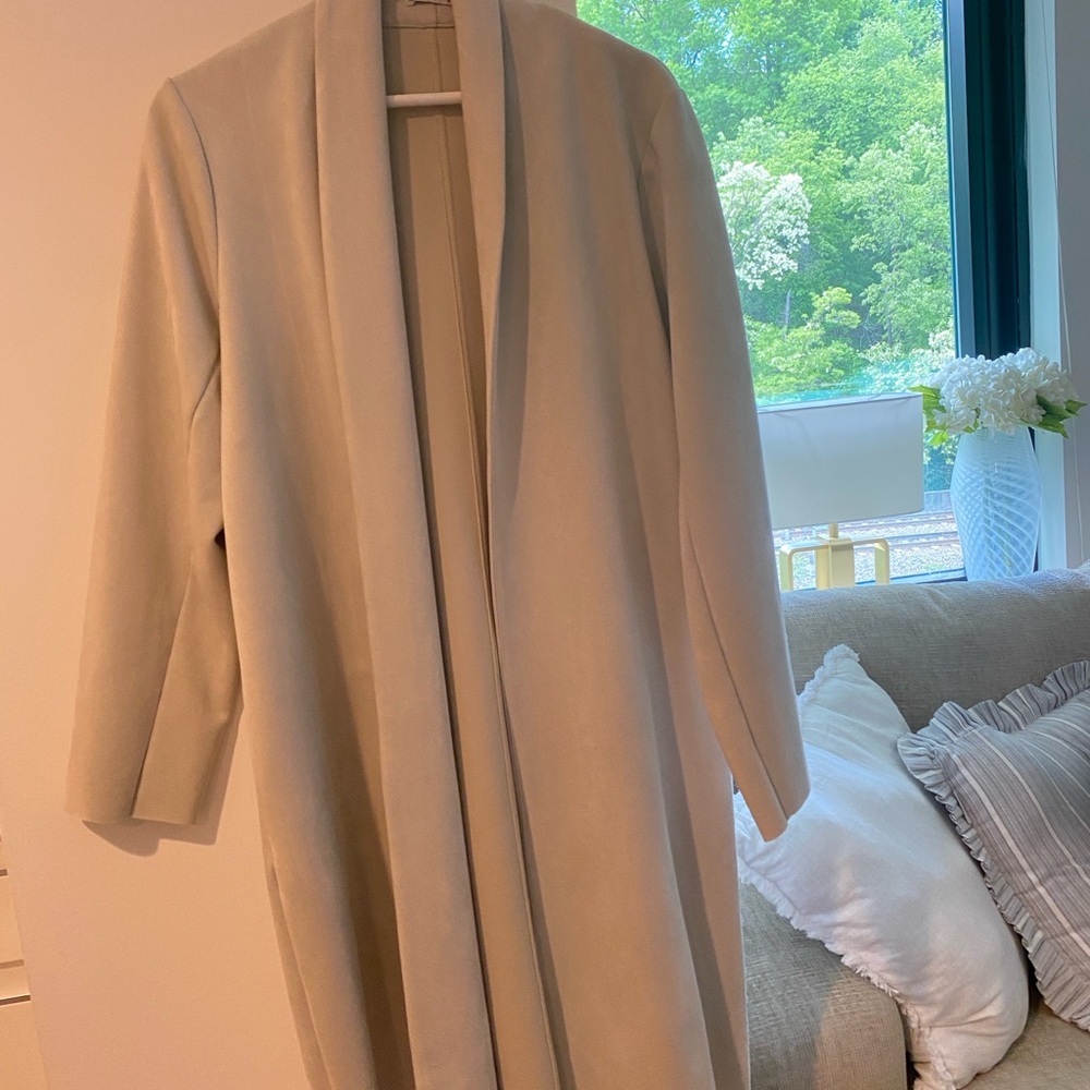 Zara Elegant Light Gray Faux Suede Jacket